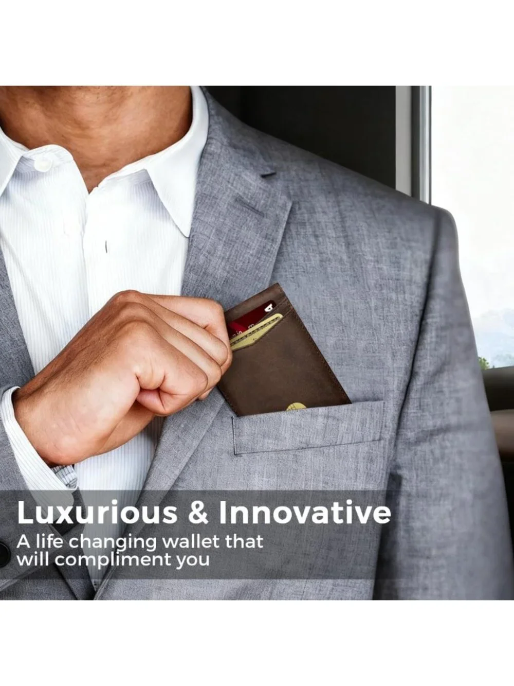 Slim RFID Blocking Leather Wallet for Men - 12 Card Bifold with Money Clip & ID